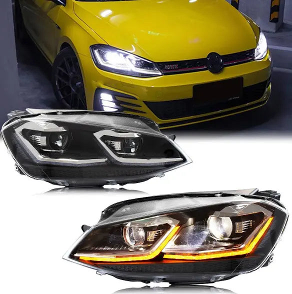 1) VW Golf 7 MK7 LED Headlight Golf7.5 R LINE Design DRL Hid Dynamic Signal Head lamp light Bi Xenon Beam