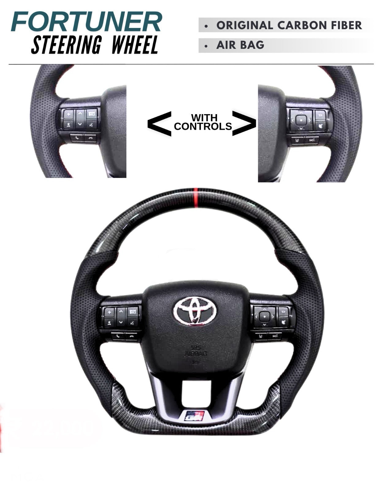 TOYOTA GR ORIGINAL CARBON FIBER STEERING WHEEL | PERFORATED LEATHER | RED -LINE COLOR