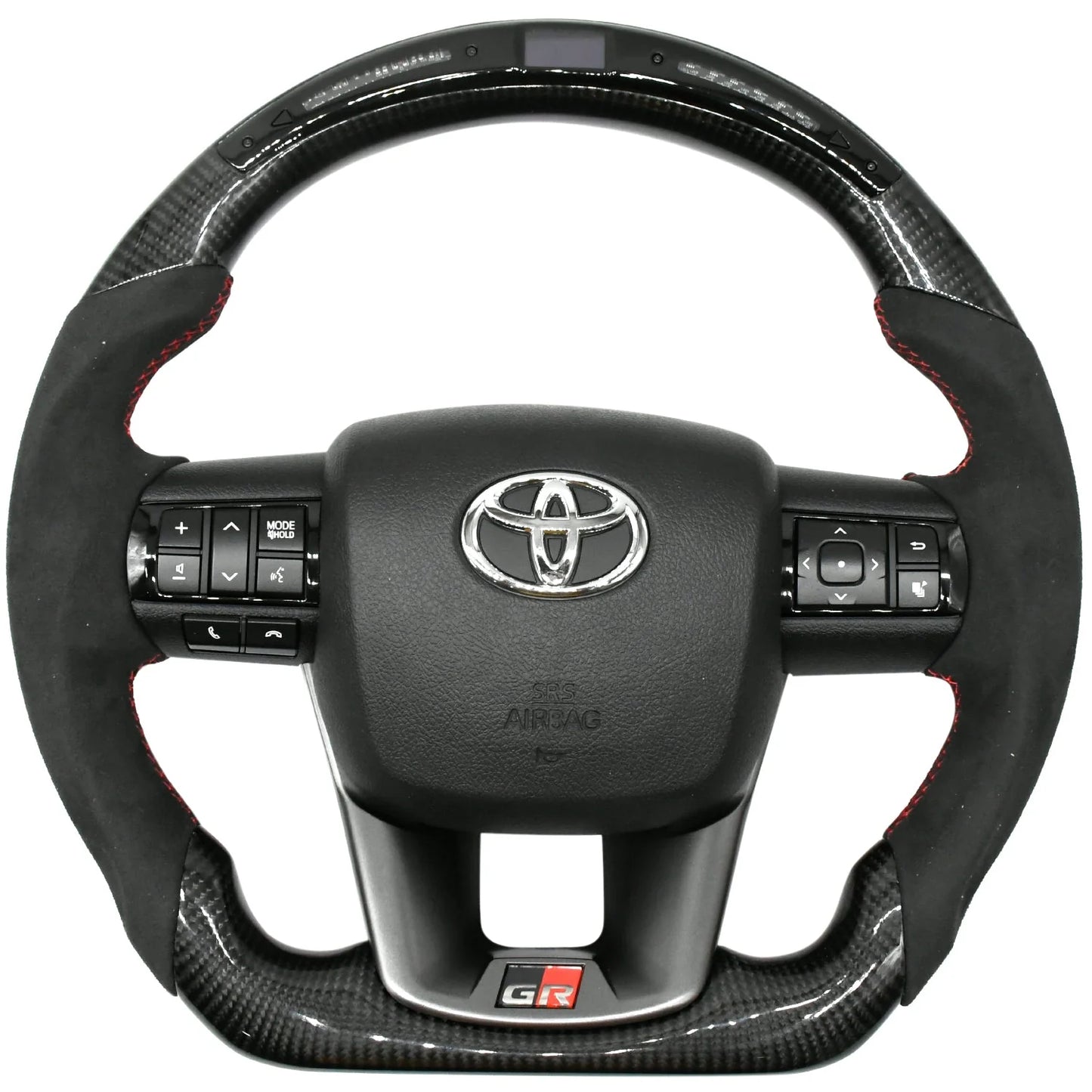 Toyota Fortuner / Crysta / Hilux Real Carbon Fibre steering wheel with LED alcantara