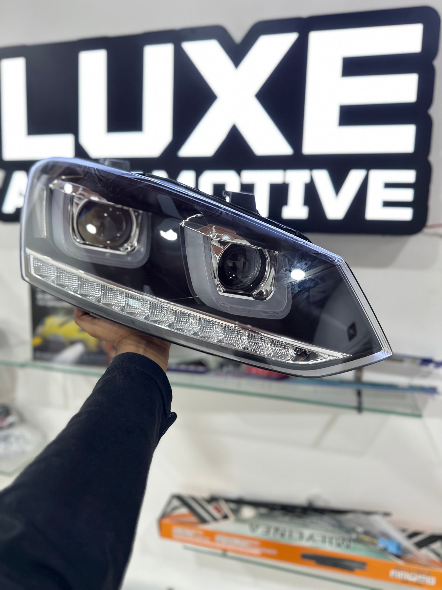 Polo UU Style Silver Line Projector Headlights | Aftermarket
