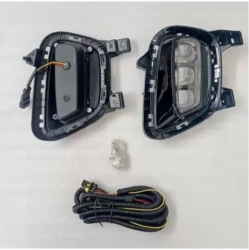 Kia Sonet 3 Lenses LED Front DRL Light Cum Fog Lamp with Matrix Turn Indicator ( Set of 2Pcs )
