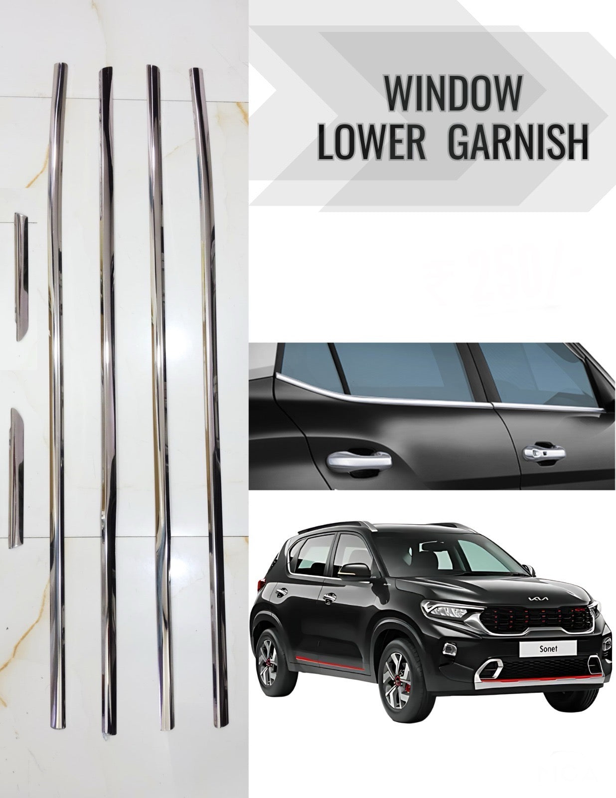 Kia Sonet Lower Window Chrome Garnish Trims