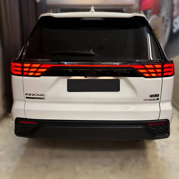 Alphard Design Tail Lights for Toyota Innova Hycross 2023 Onwards - Smoke & Red Glass