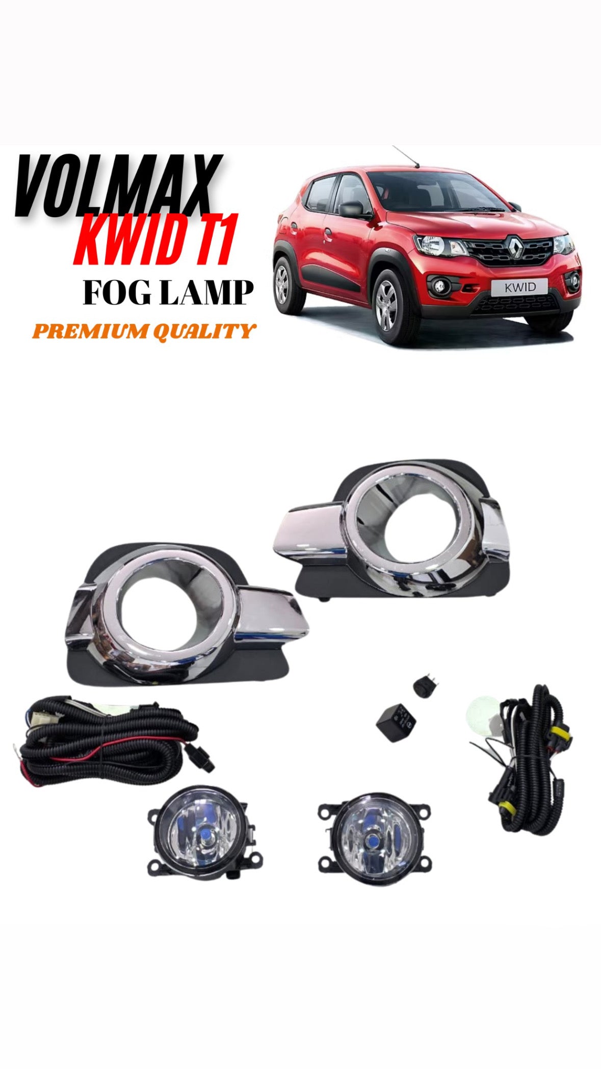 RENAULT KWID OEM TYLE CAR FOG LAMP KIT WITH CHROME PLATE