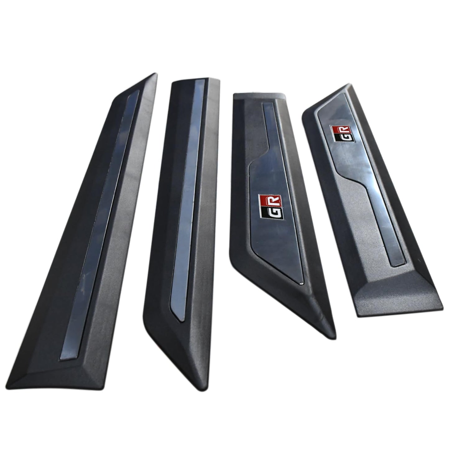 KMH Car Door Side Beading/Cladding/Molding/Bidding Door Protector Compatible with Toyota Innova Hycross 2023-2024, Stylish GR Badge Logo, Durable Matte Black Finish (Set of 4 Pieces, Pack of 1