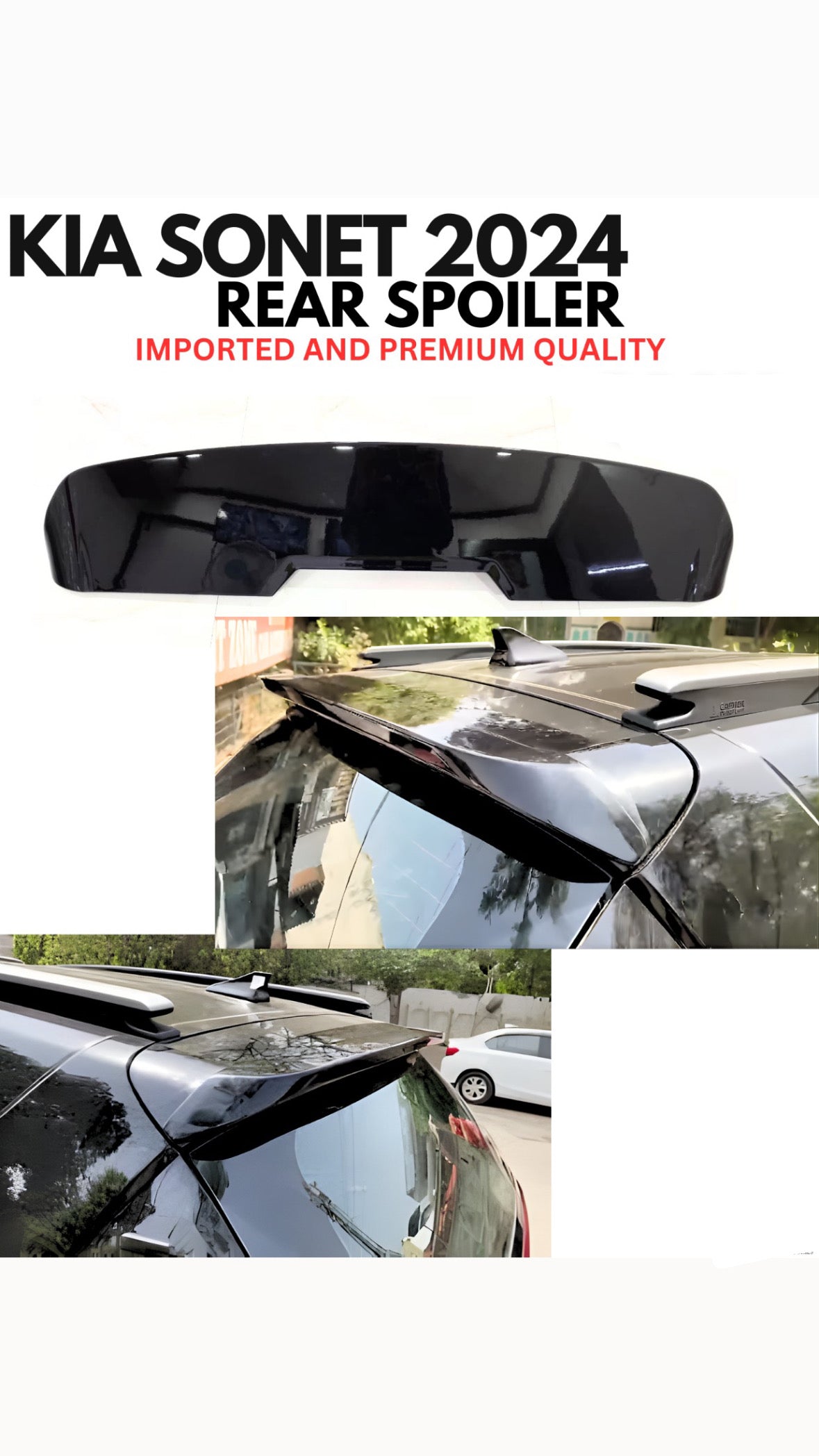 Kia Sonet Rear Roof Spoiler in High Quality ABS Material - Black