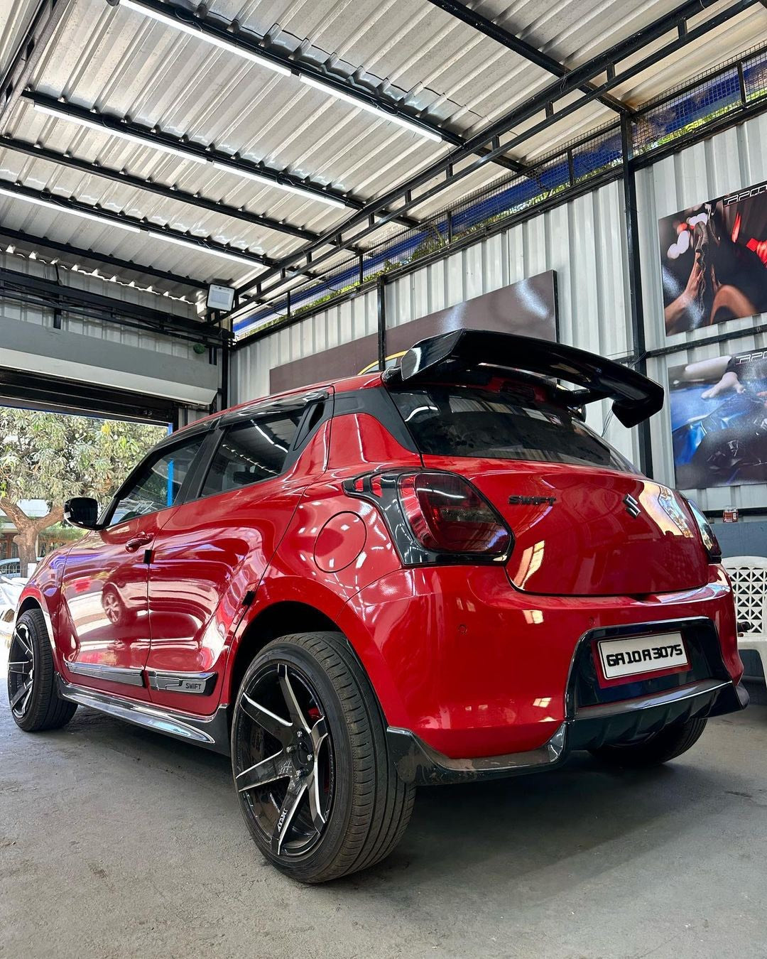 ABS MONSTER Roof Spoiler for Maruti Suzuki Swift 2018+, Color - MATTE BLACK, Drilling Required