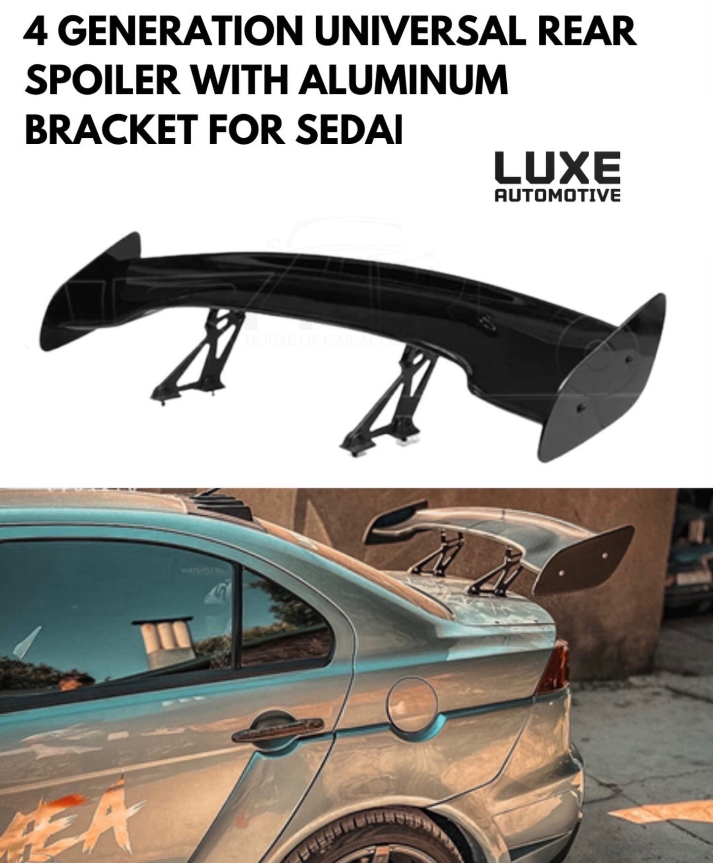 Aluminium Car Rear Trunk Wing Spoiler Sporty Look GT Racing Type Compatible with All Cars Drift JDM Drift for All Car