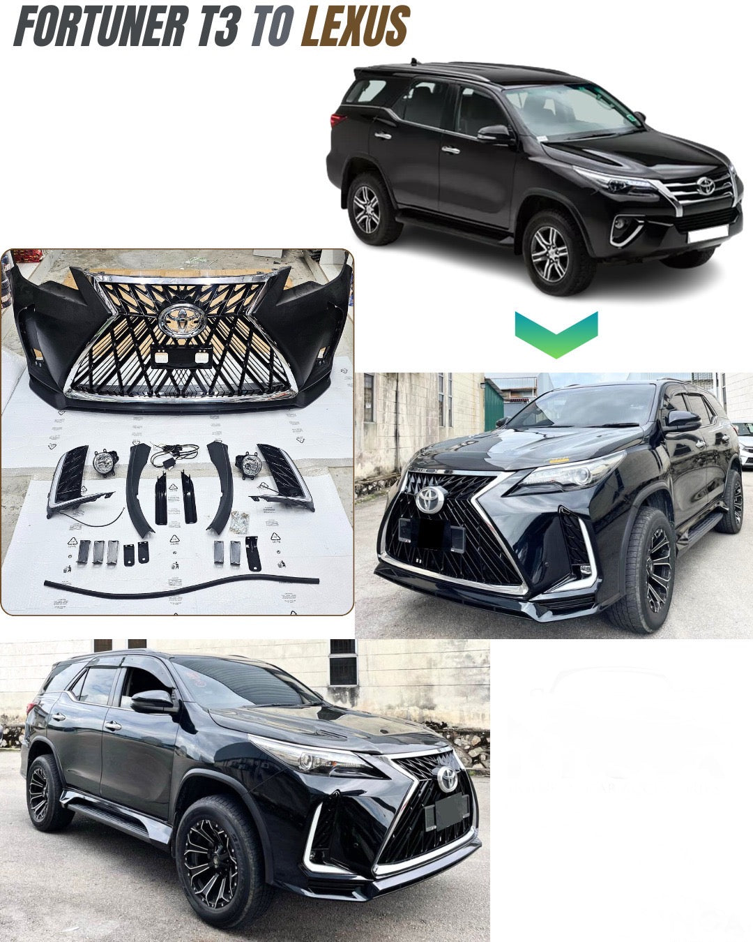 Toyota Fortuner Type 3 2017-20 Upgrade To Lexus Style Bodykit