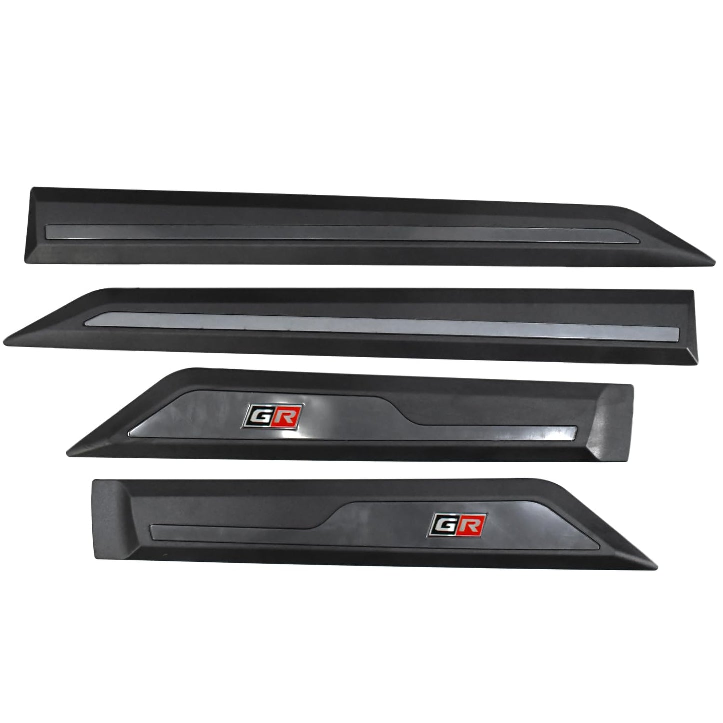 KMH Car Door Side Beading/Cladding/Molding/Bidding Door Protector Compatible with Toyota Innova Hycross 2023-2024, Stylish GR Badge Logo, Durable Matte Black Finish (Set of 4 Pieces, Pack of 1
