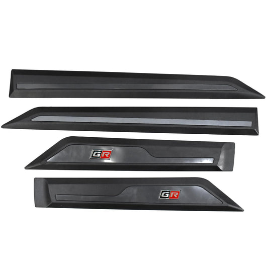 KMH Car Door Side Beading/Cladding/Molding/Bidding Door Protector Compatible with Toyota Innova Hycross 2023-2024, Stylish GR Badge Logo, Durable Matte Black Finish (Set of 4 Pieces, Pack of 1
