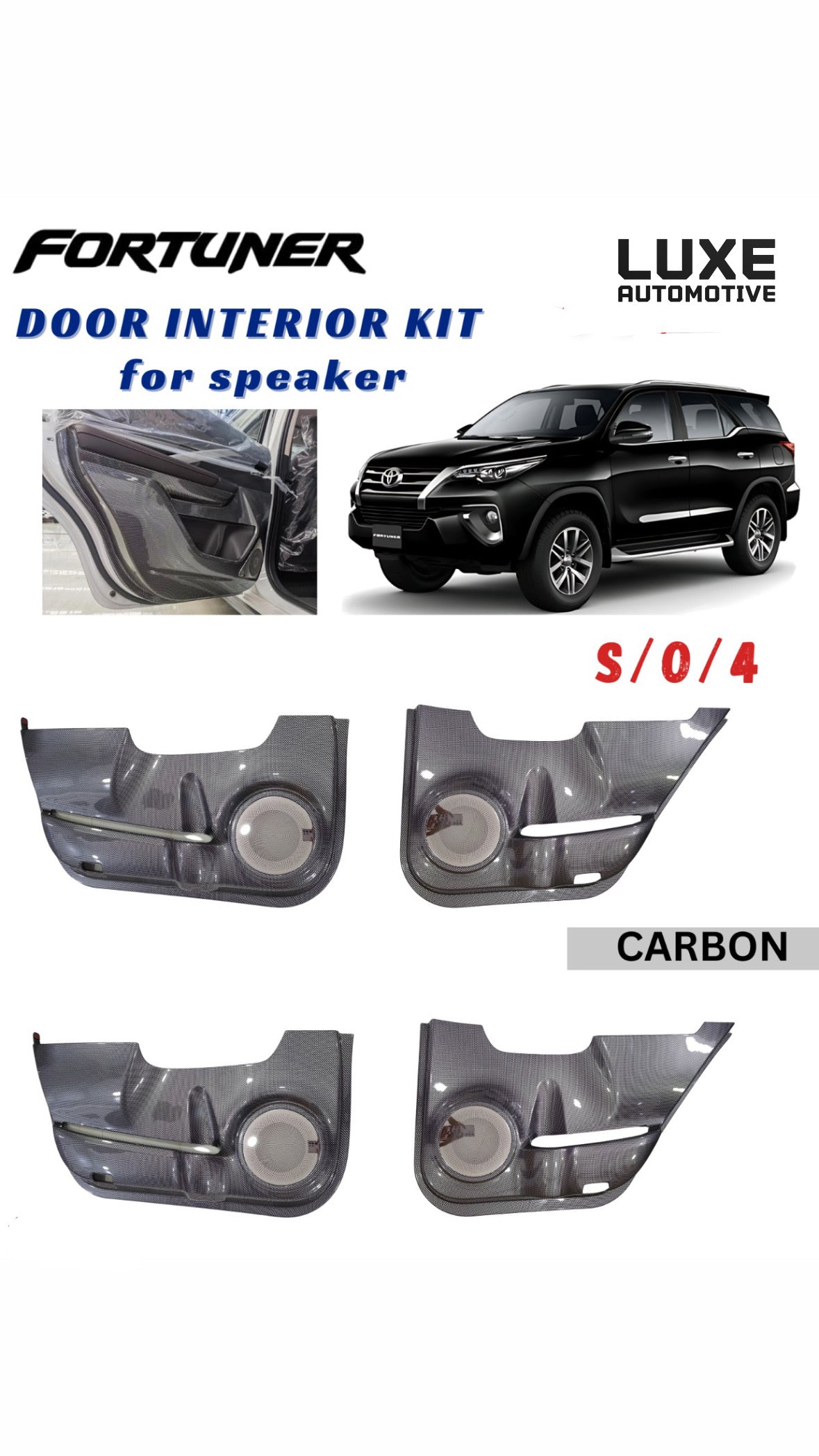 TOYOTA FORTUNER Carbon fibre door interior kit for speakers ABS Quality