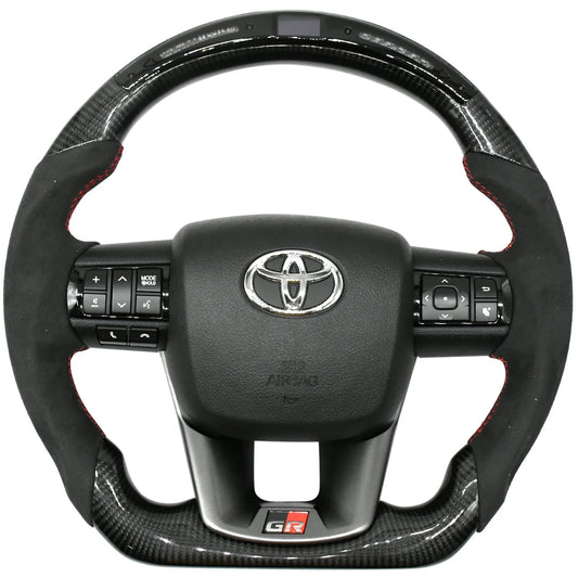 Toyota Fortuner / Crysta / Hilux Real Carbon Fibre steering wheel with LED alcantara