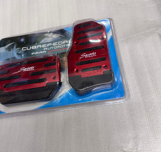 3 & 2 Pcs Non-Slip Manual/ Automatic Car Pedals Kit Sports Brake Pad Cover Foot Pedals Rest Plate Kits(Red)