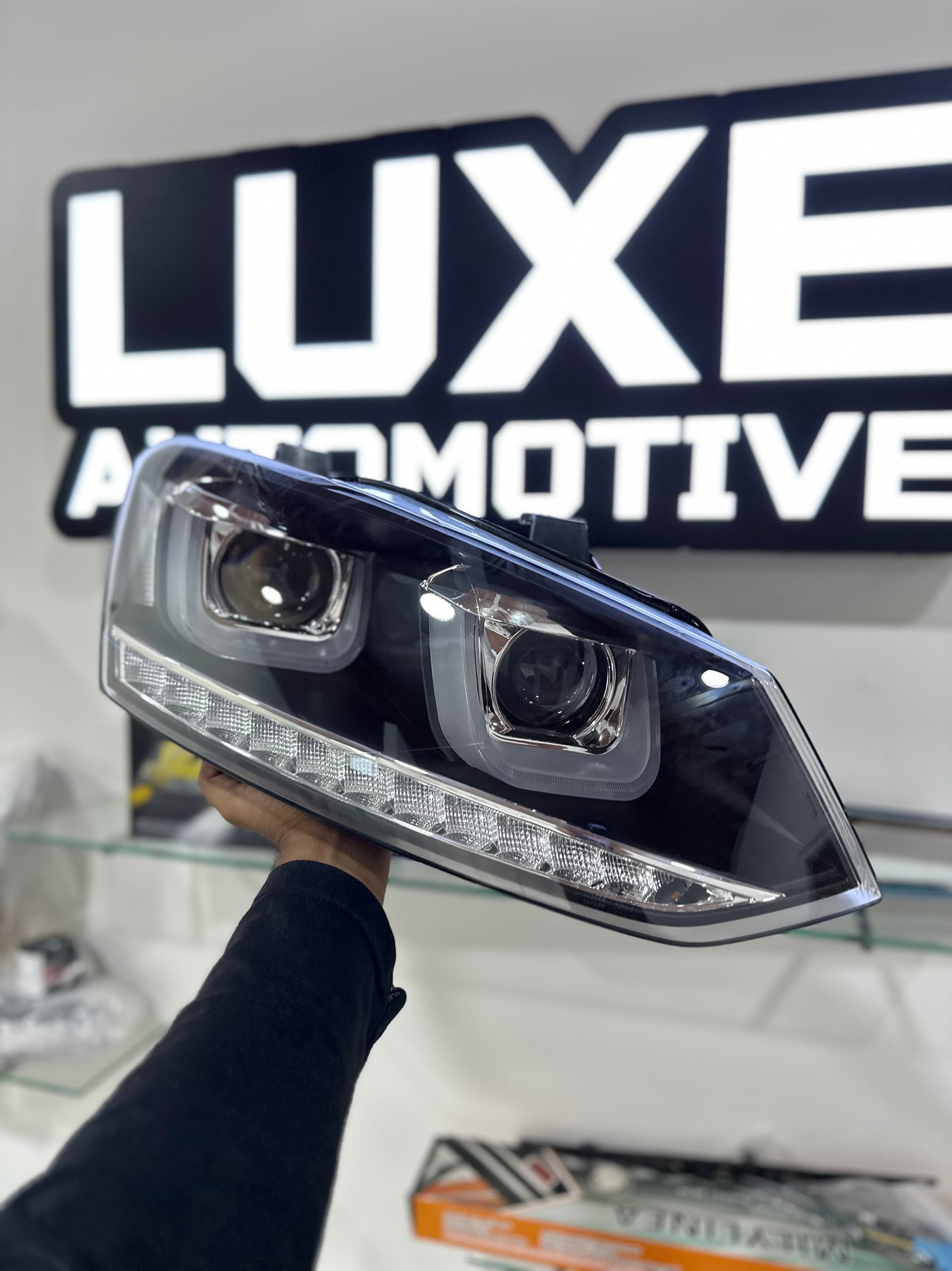 Polo UU Style Silver Line Projector Headlights | Aftermarket