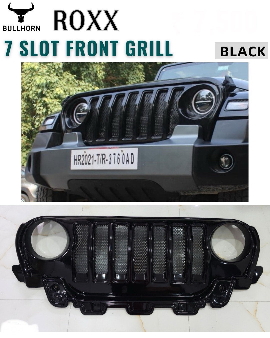 Thar ROXX Front Grill 7 Slot Black Wrangler Style ABS Grill