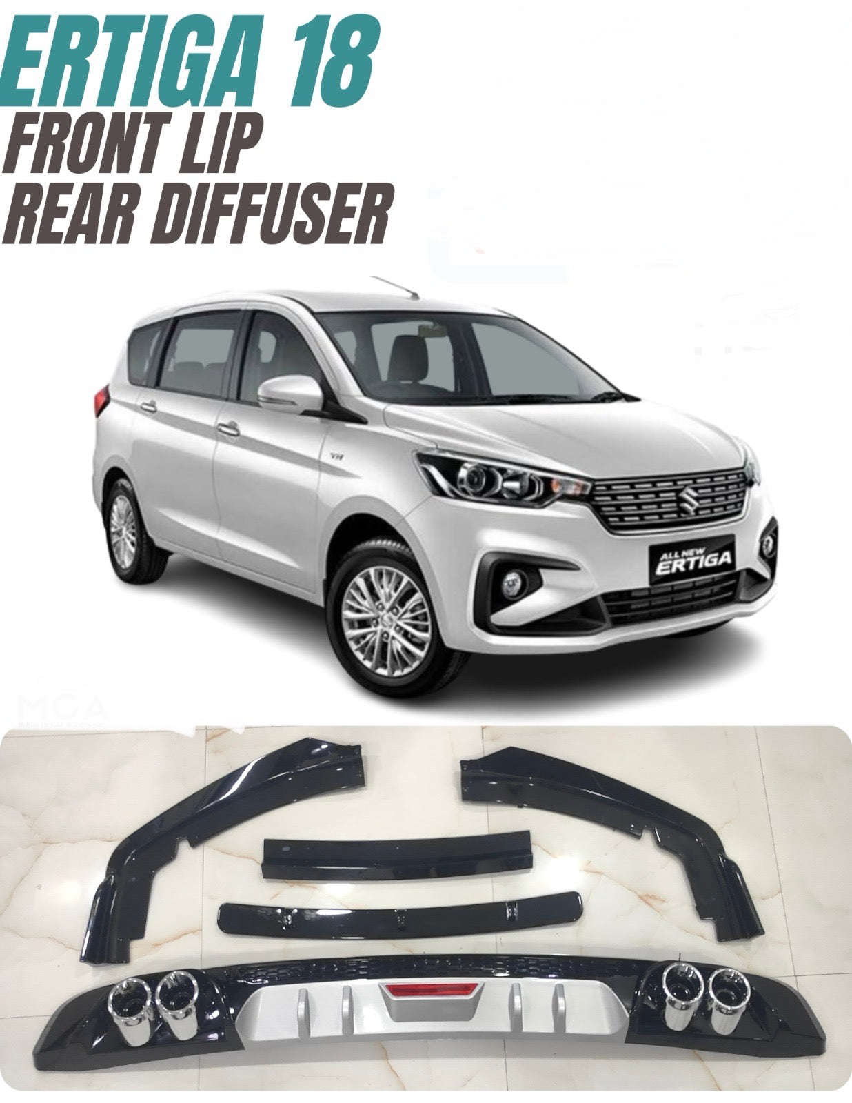 Maruti Suzuki Ertiga 2018 onwards Front and Rear Bumper Diffuser