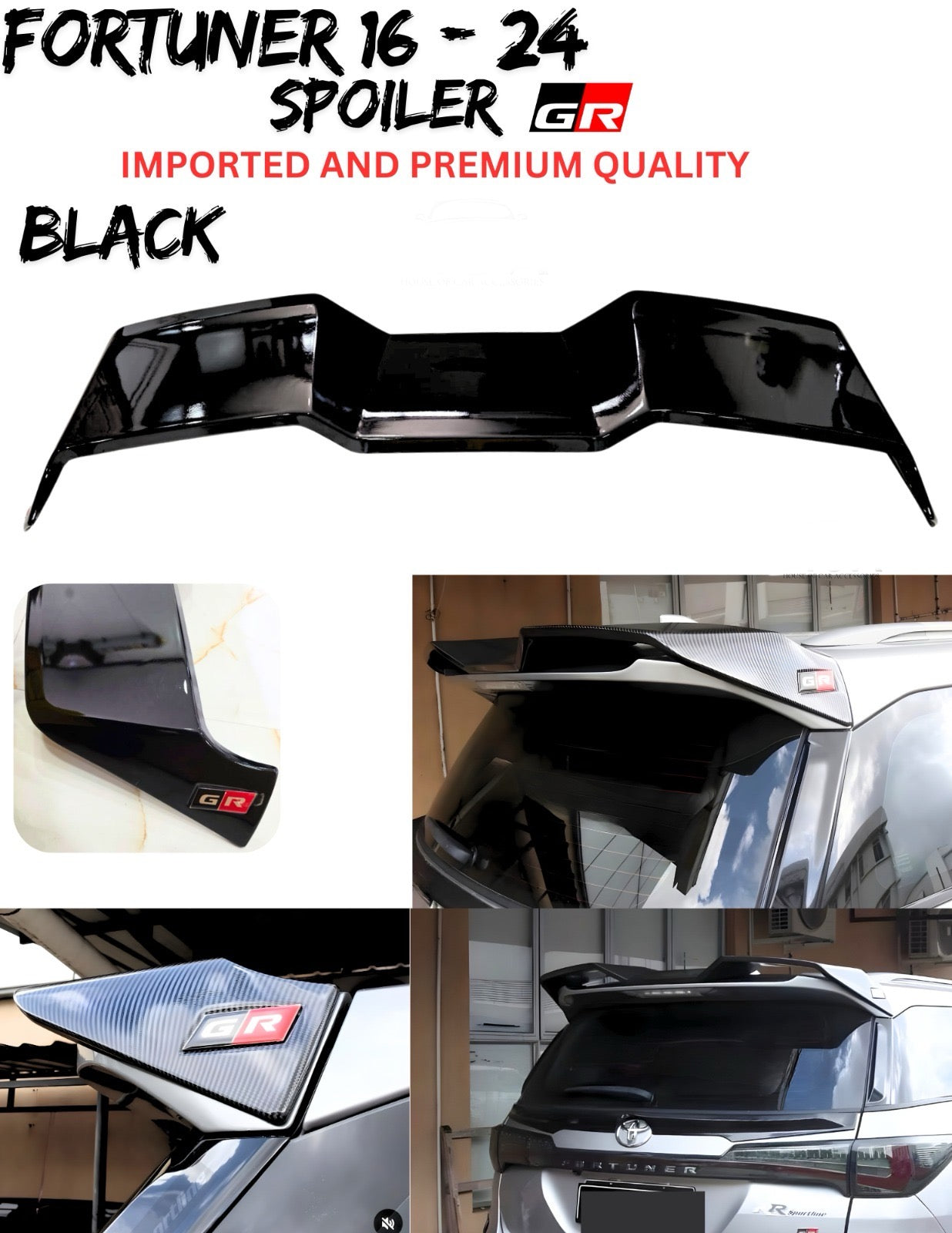 TOYOTA FORTUNER 2016 ONWARDS GR SPOILER | GLOSSY BLACK
