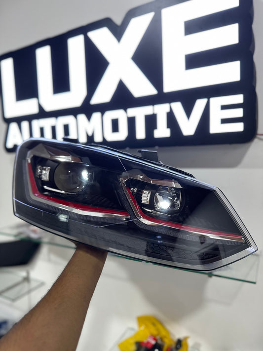 1) Volkswagen Polo / Vento / Ameo Golf Style with Red Line Projector Headlights