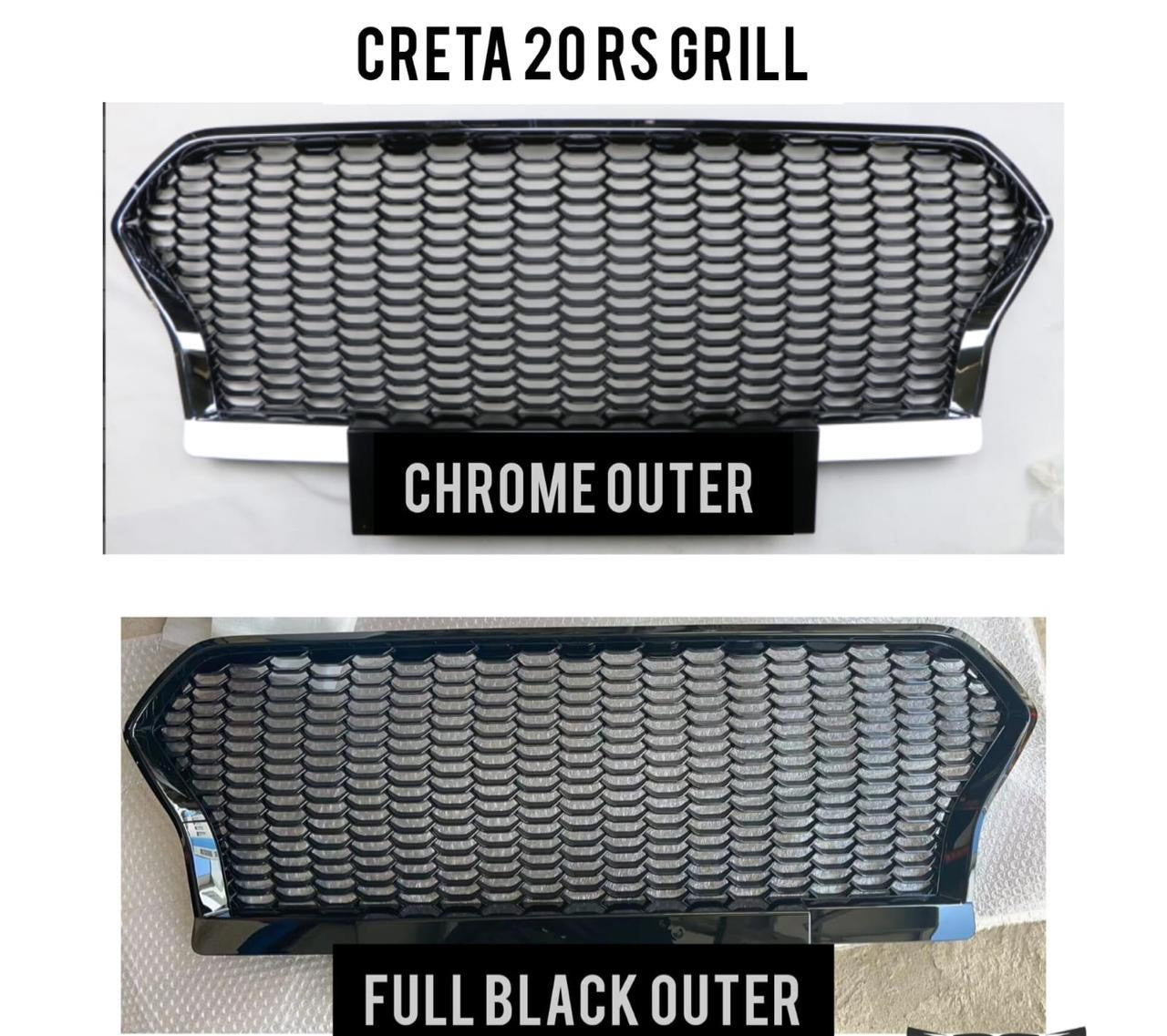 Car Front RS Grill for Hyundai Creta 2020 | Chrome & Black
