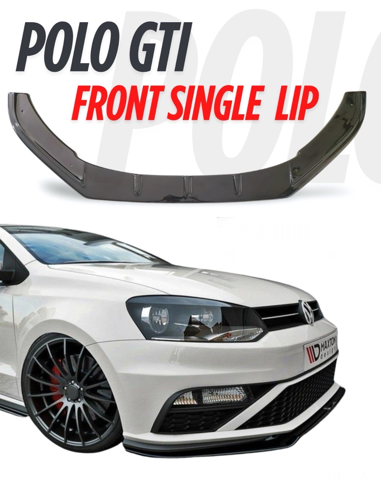 Polo Front Single Piece Splitter | Glossy Black