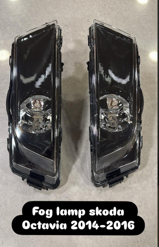 FOG LAMP SET FOR SKODA OCTAVIA BLACK (HALOGEN) YELLOW 2013-2018