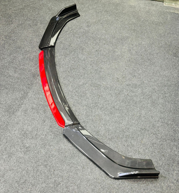 Universal 4 Pc Front Splitters with Red Lip | ABS – LUXE AUTOMOTIVE