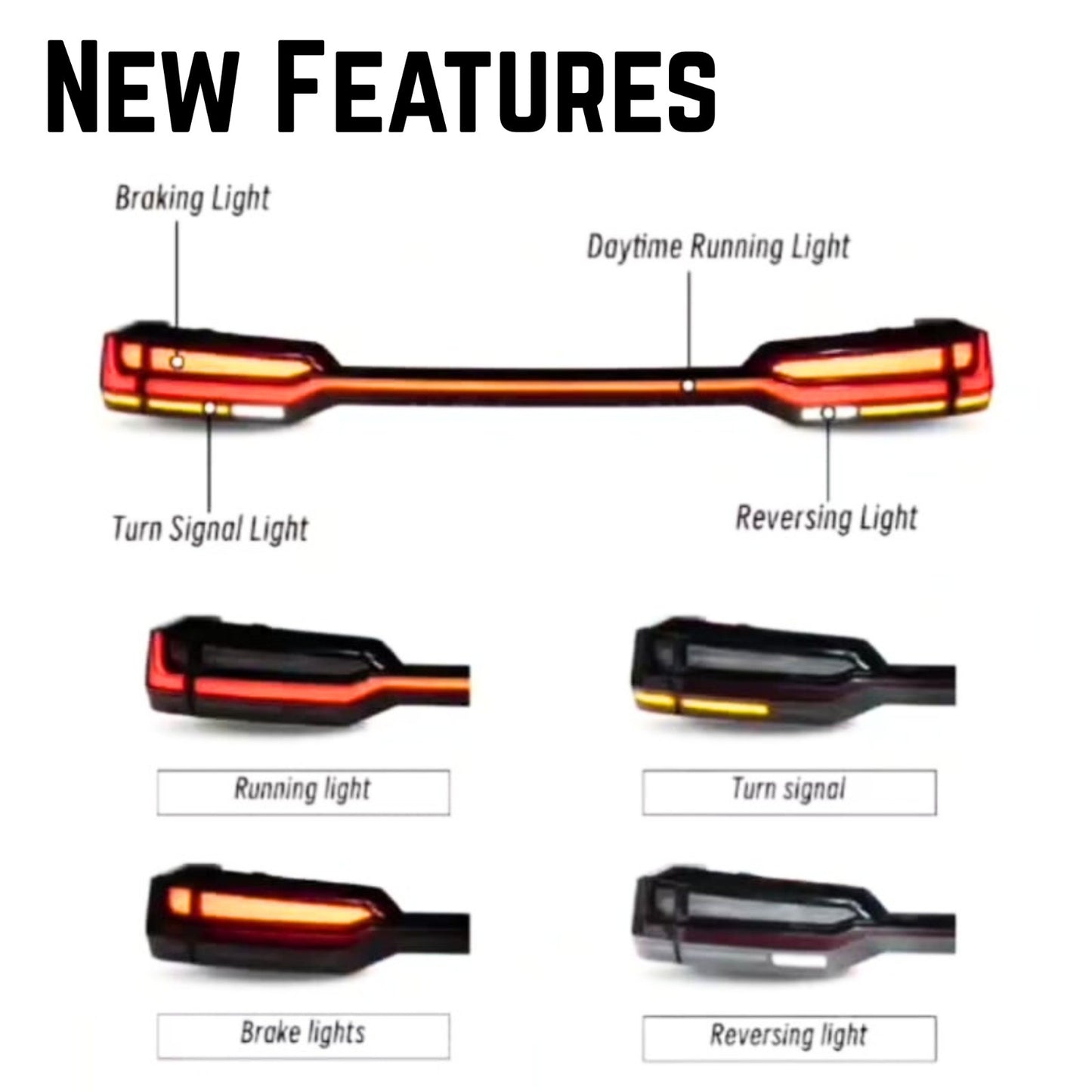 Toyota Fortuner Tail Lamps with Trunk Lights (Smoke & Red, 2016+)