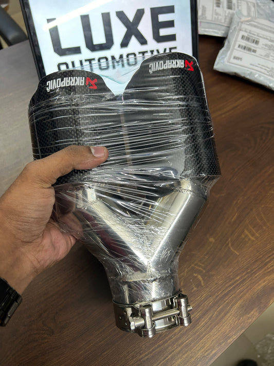 Akrapovic Glossy Carbon Fiber Exhaust Tip Dual Pipe