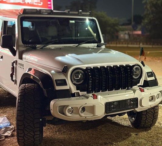 Mahindra Thar Roxx Grill Wrangler Rubicon Styled 7 Slots ABS Front Grill GLOSS Black FOR Mahindra Thar 2020