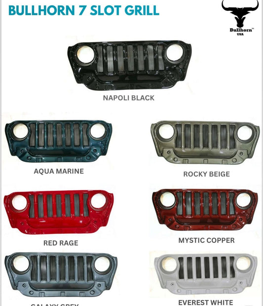 Thar Front Grill 7 Slot Black Wrangler Style ABS Grill