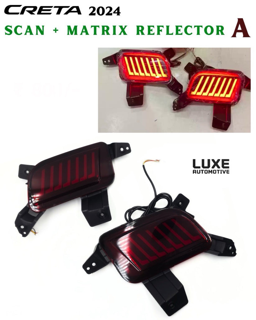 Creta 2024 Rear Bumper LED Reflector/DRL, 2-piece set with 4 modes, mu ...