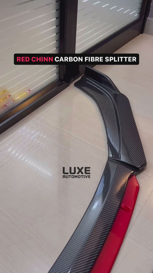 Universal 4 Pc Carbon Front Splitters with Red Lip | ABS